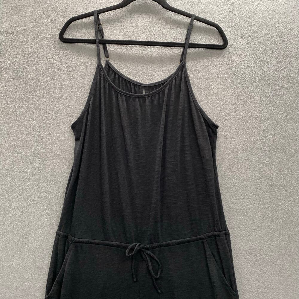 Becca Cozy Lounge Swim Coverup Wide Leg Jumpsuit M Black Drawstring Waist Sheer - Picture 3 of 13